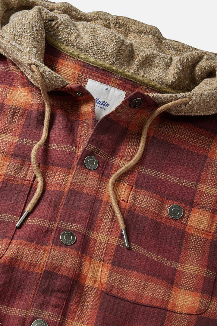 Katin Harold Hooded Flannel: Kelp Red