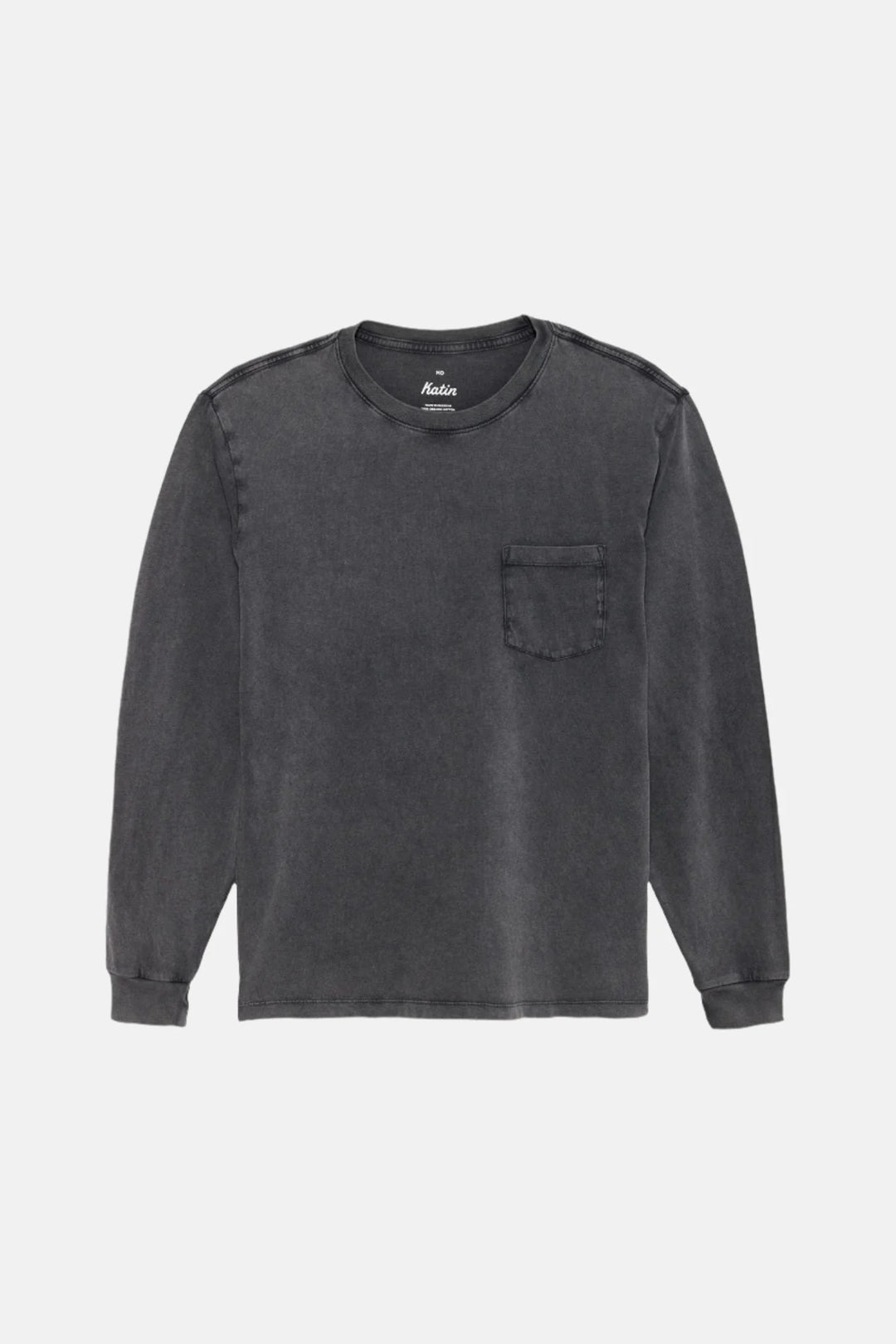 Katin Base Long Sleeve Tee: Black Sand Wash