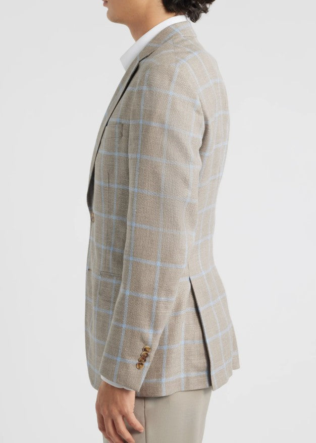 Peter Millar Harrison Hyperlight Sport Coat: Khaki Windowpane