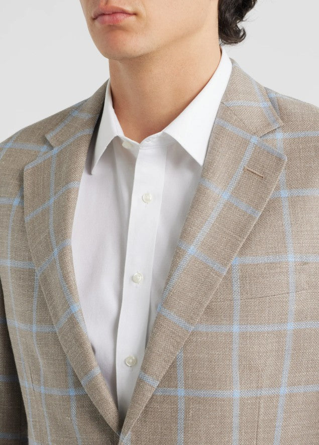Peter Millar Harrison Hyperlight Sport Coat: Khaki Windowpane