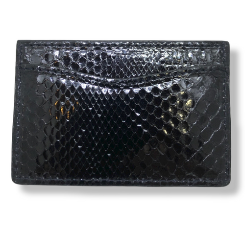 W Kleinberg Python Flat Card Case Wallet: Black