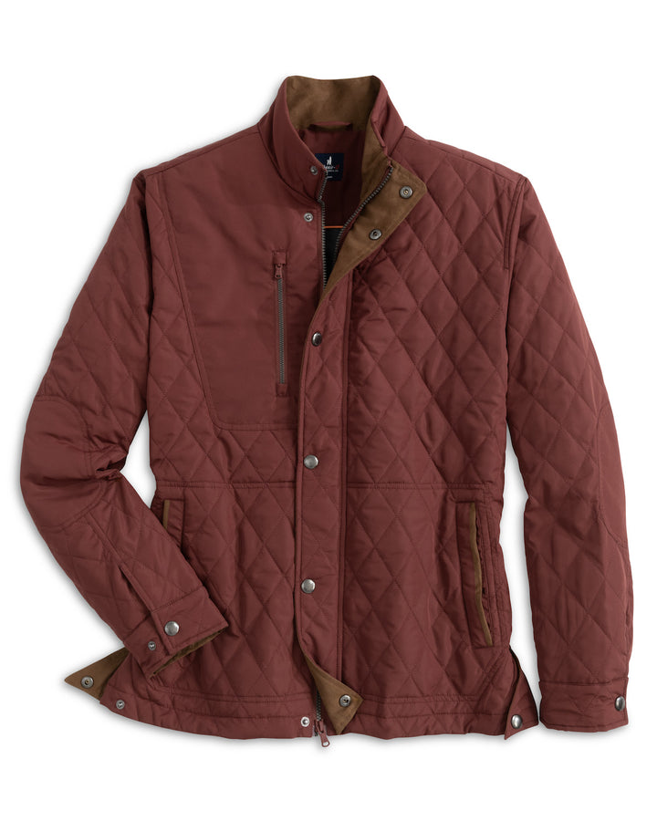 Johnnie-O Juno Quilted Snap Jacket: Dark Maroon