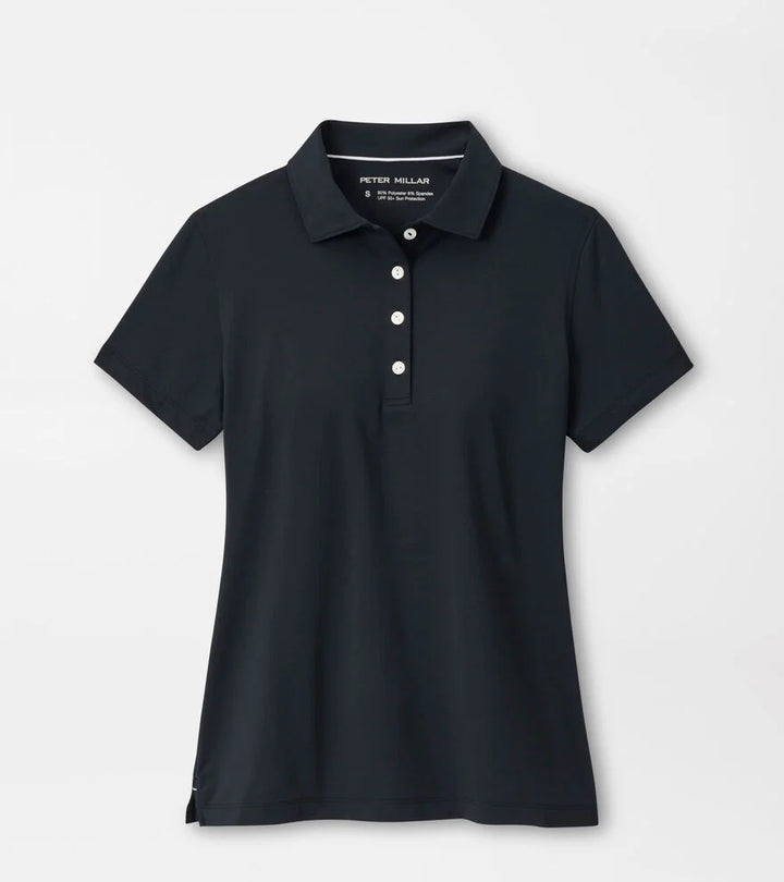 Peter Millar Ladies Short-Sleeve Button Polo: Black