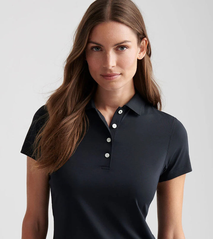 Peter Millar Ladies Short-Sleeve Button Polo: Black