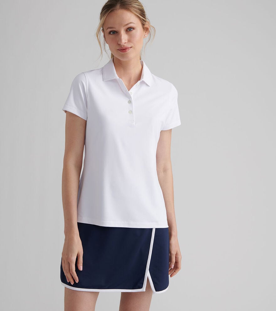 Peter Millar Ladies Short-Sleeve Button Polo: White