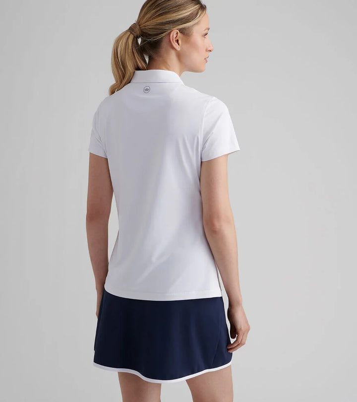 Peter Millar Ladies Short-Sleeve Button Polo: White