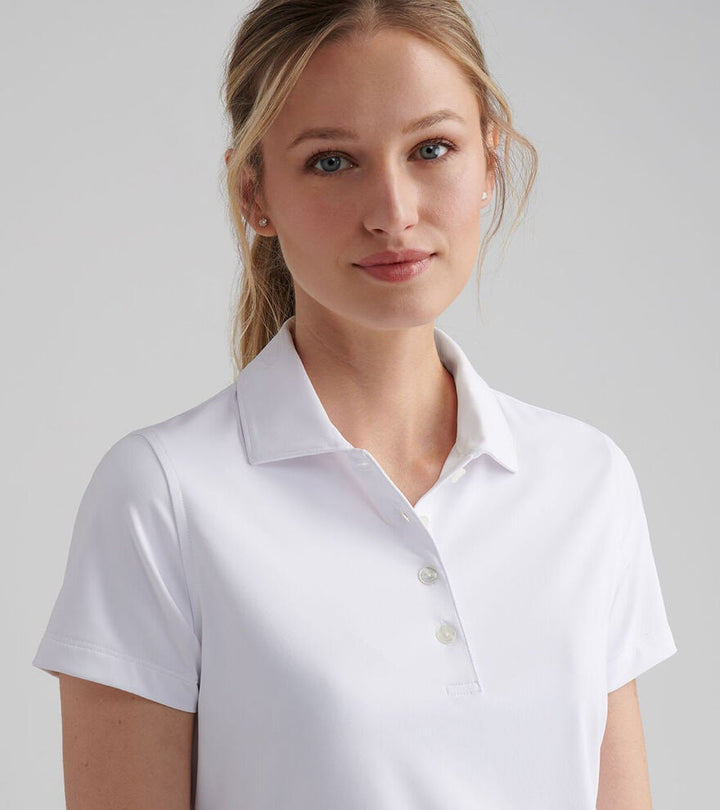 Peter Millar Ladies Short-Sleeve Button Polo: White