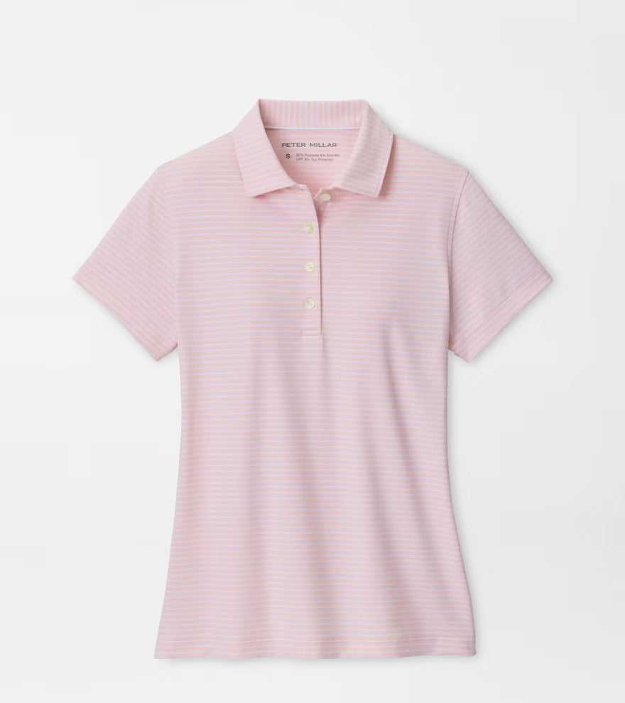 Peter Millar Harbour Stripe Short-Sleeve Jersey Polo: Pearl Pink