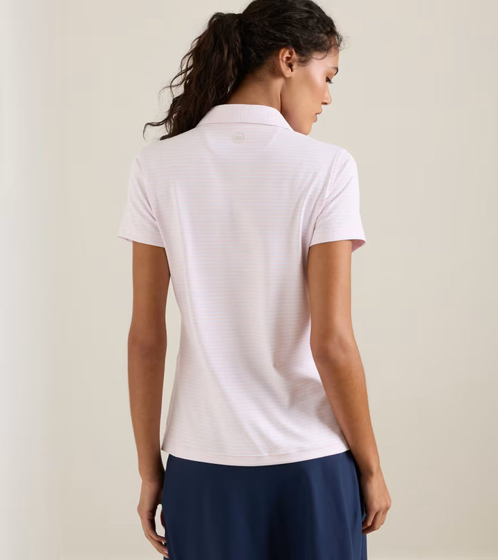 Peter Millar Harbour Stripe Short-Sleeve Jersey Polo: Pearl Pink