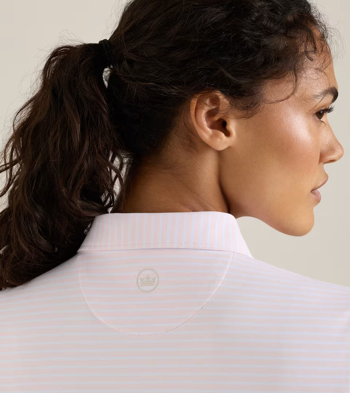 Peter Millar Harbour Stripe Short-Sleeve Jersey Polo: Pearl Pink