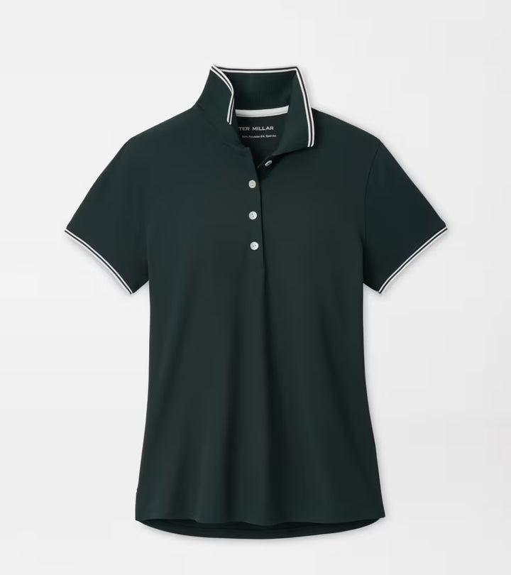 Peter Millar Canterbury Tipped Sport Mesh Short-Sleeve Polo: Pine Brook / Soft White