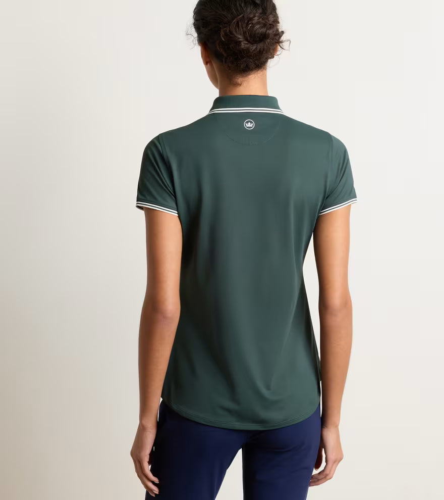 Peter Millar Canterbury Tipped Sport Mesh Short-Sleeve Polo: Pine Brook / Soft White