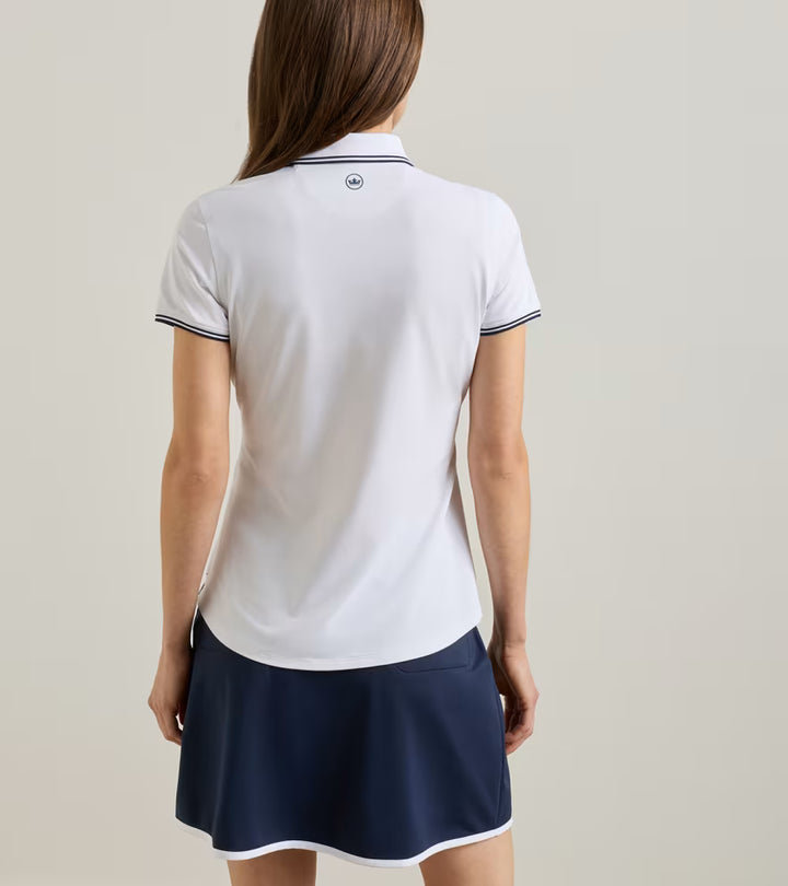 Peter Millar Canterbury Tipped Sport Mesh Short-Sleeve Polo: White / Navy