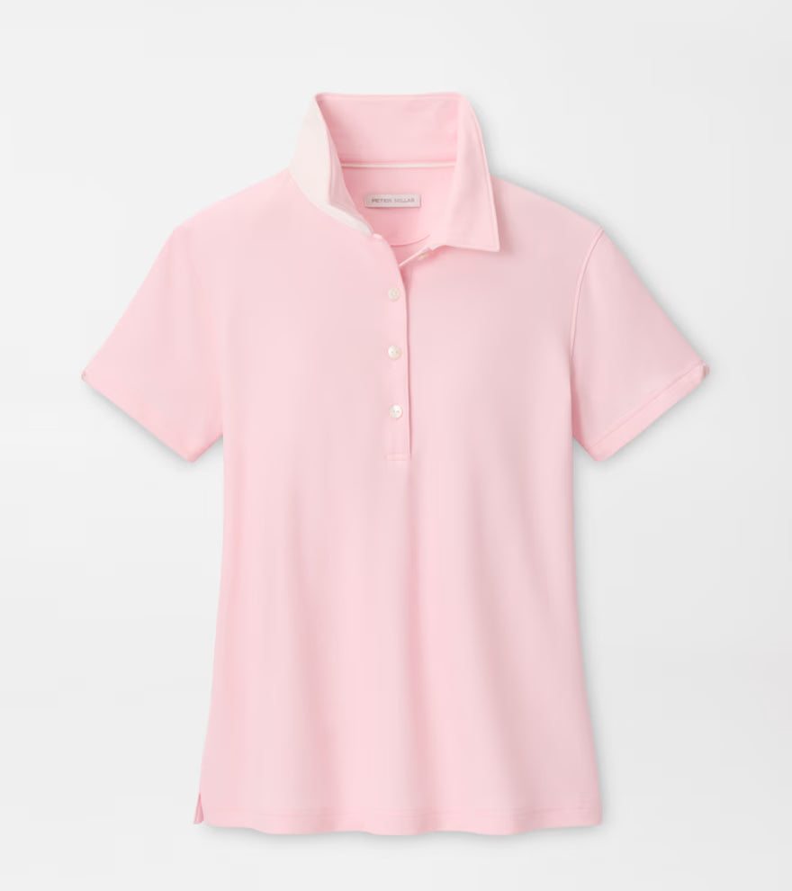 Peter Millar Coolspun Lite Cotton Piqué Polo: Pearl Pink / Soft White