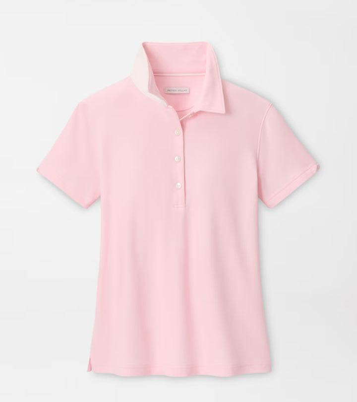 Peter Millar Coolspun Lite Cotton Piqué Polo: Pearl Pink / Soft White