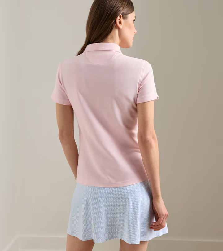 Peter Millar Coolspun Lite Cotton Piqué Polo: Pearl Pink / Soft White