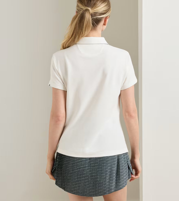 Peter Millar Coolspun Lite Cotton Piqué Polo: Soft White / Navy