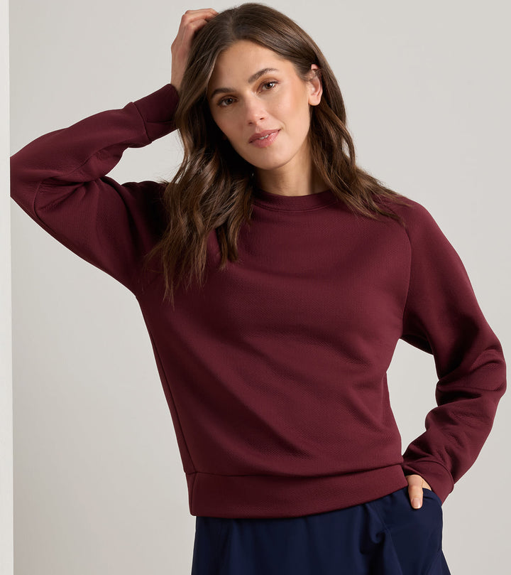 Peter Millar Lumi-Knit Performance Crewneck: Oxblood