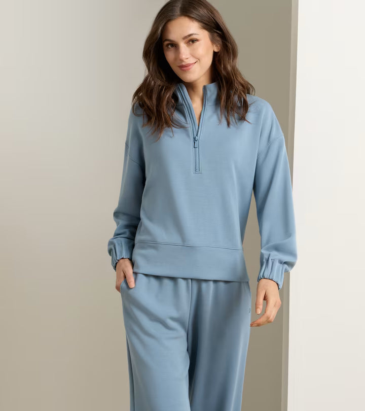 Peter Millar Flora Knit Half-Zip Pullover: Rainwater