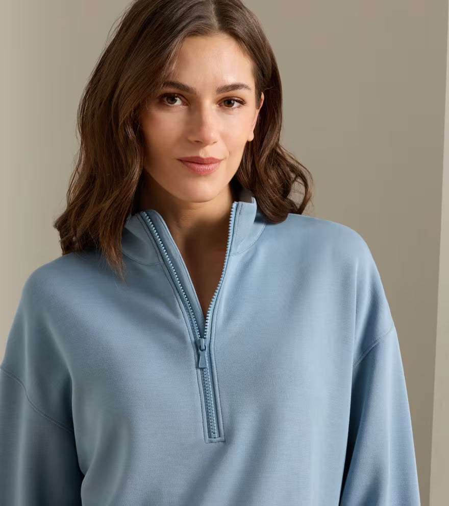Peter Millar Flora Knit Half-Zip Pullover: Rainwater