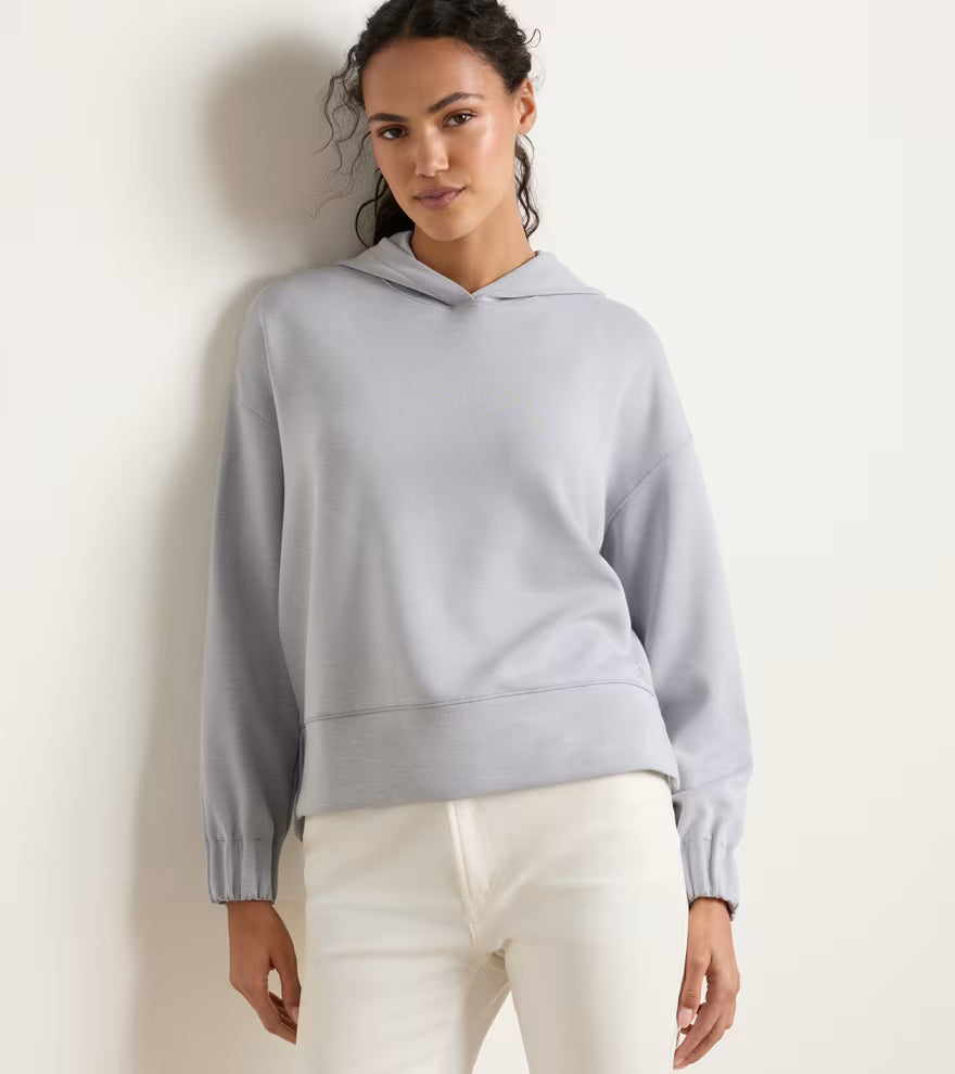 Peter Millar Flora Knit Melange Hoodie: Light Grey