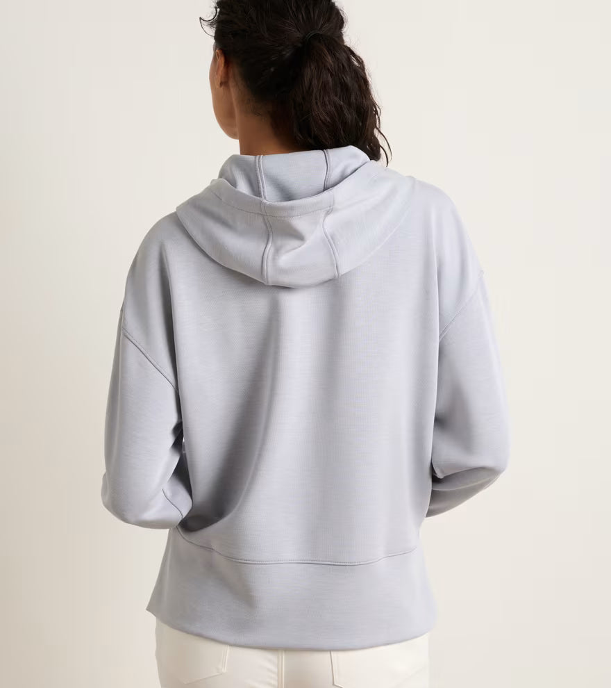 Peter Millar Flora Knit Melange Hoodie: Light Grey