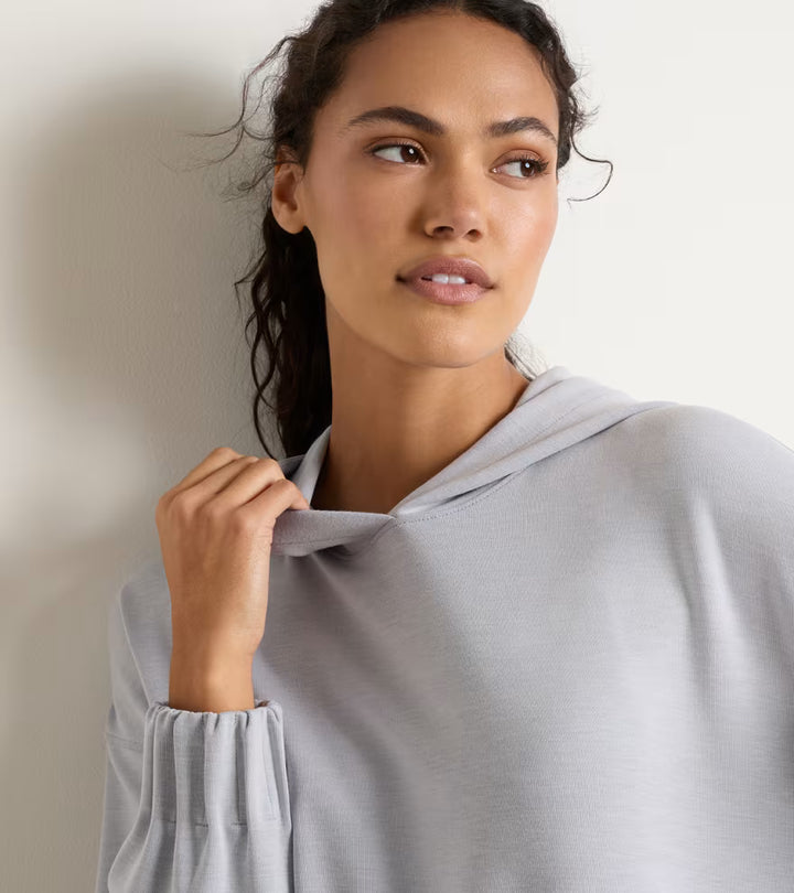 Peter Millar Flora Knit Melange Hoodie: Light Grey