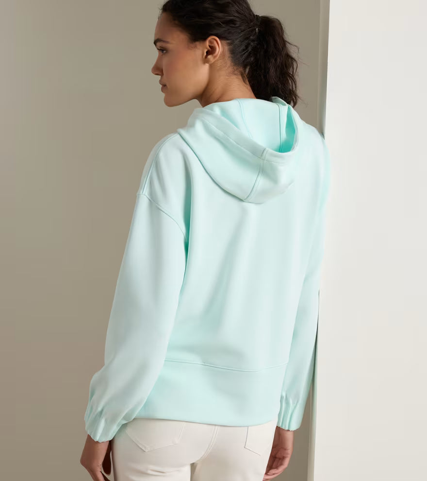 Peter Millar Flora Knit Melange Hoodie: Ocean Air