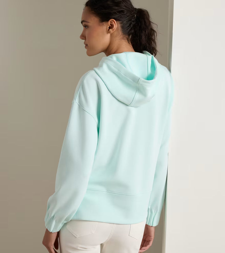 Peter Millar Flora Knit Melange Hoodie: Ocean Air