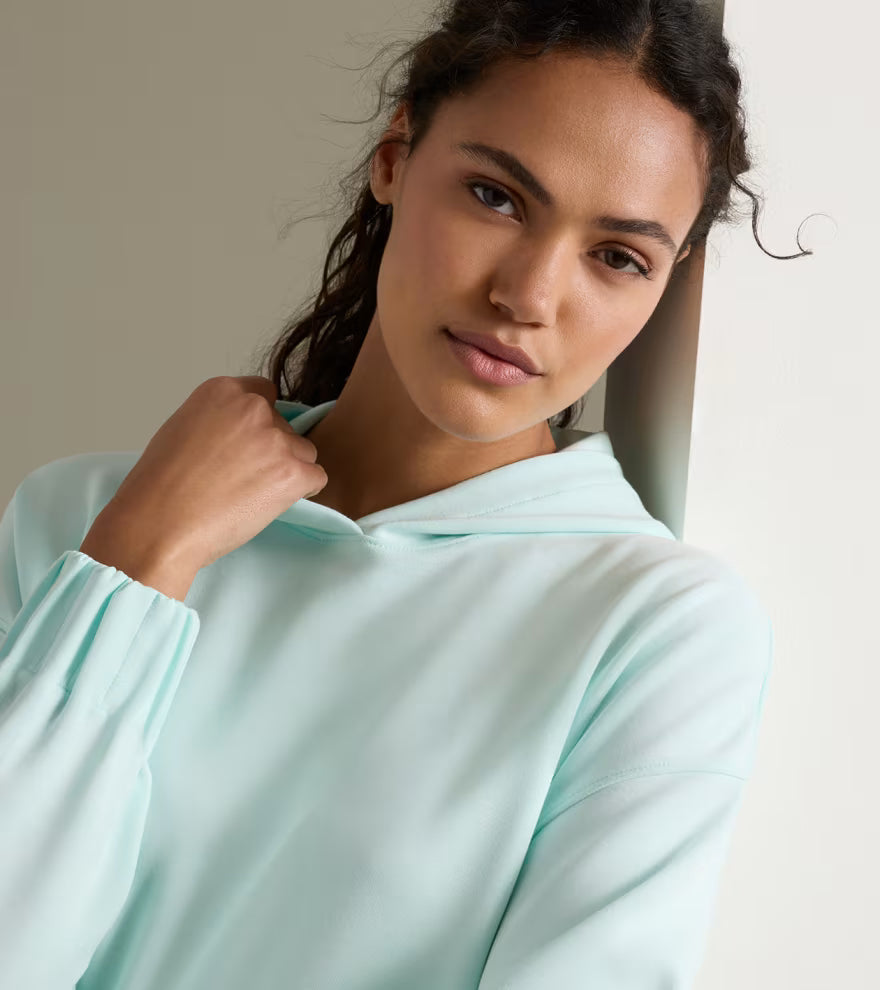 Peter Millar Flora Knit Melange Hoodie: Ocean Air