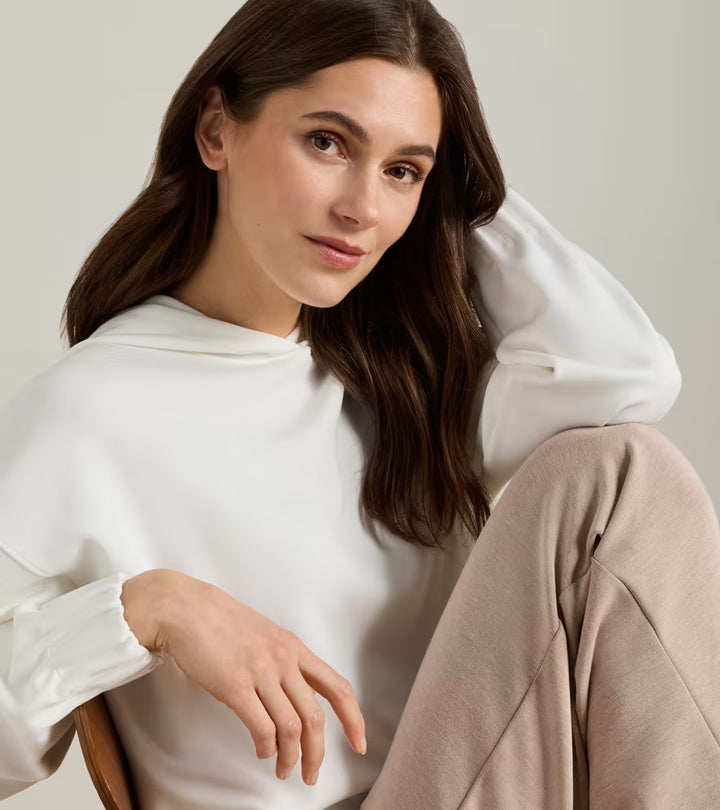 Peter Millar Flora Knit Hoodie: Soft White