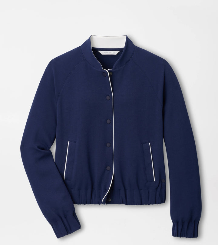 Peter Millar Flora Knit Bomber: Navy / Soft White