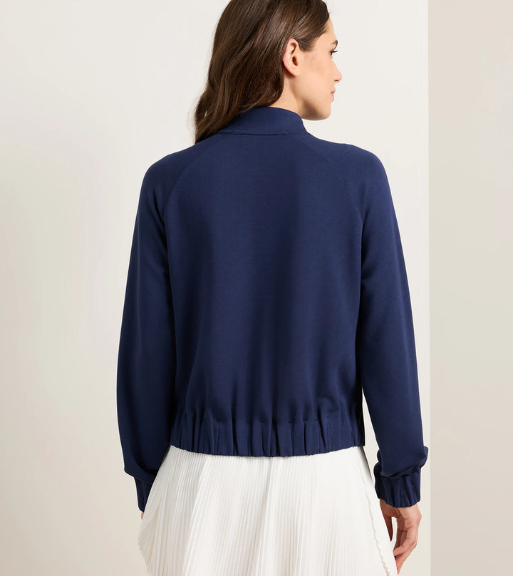 Peter Millar Flora Knit Bomber: Navy / Soft White