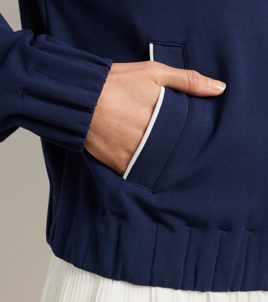 Peter Millar Flora Knit Bomber: Navy / Soft White