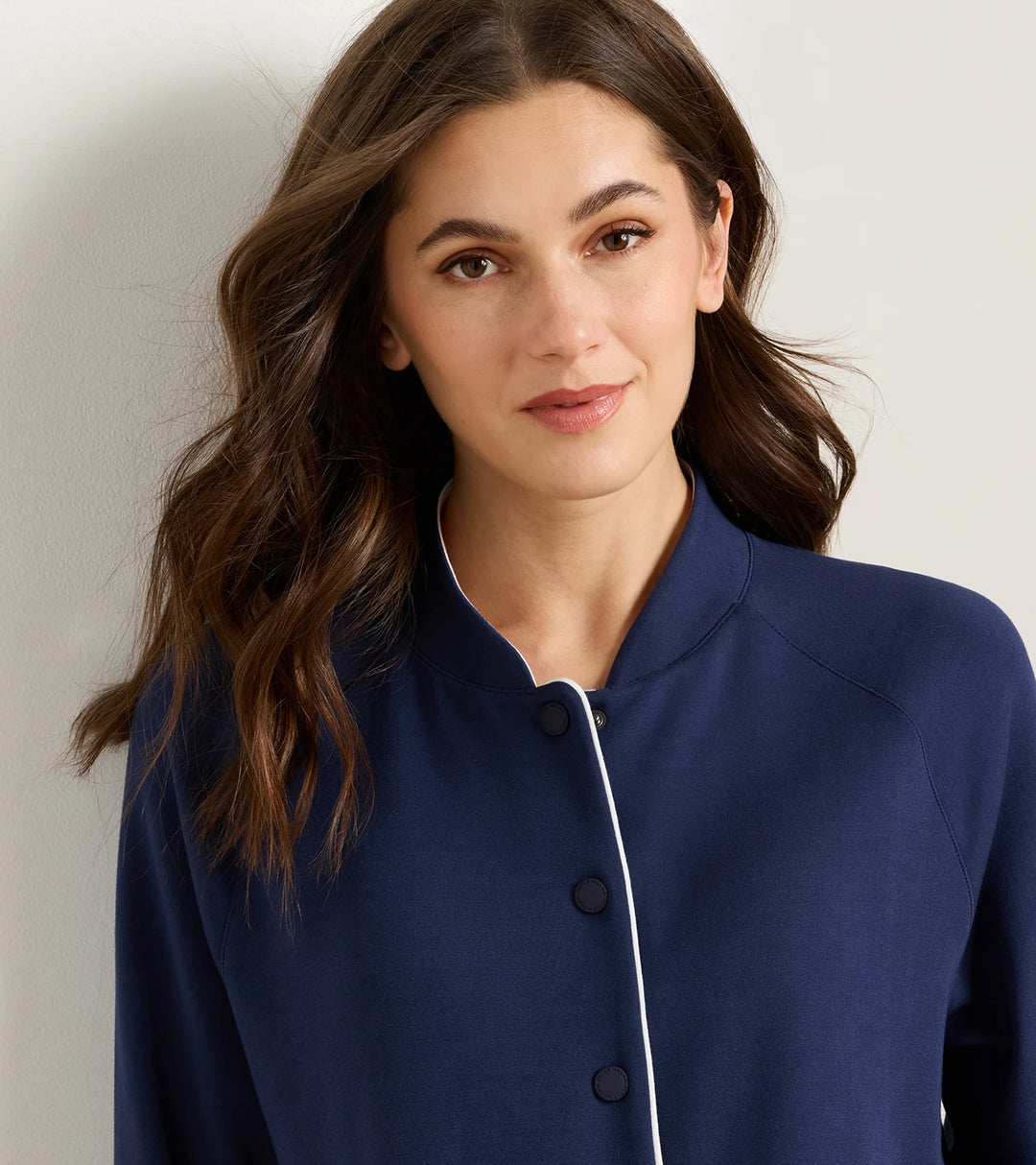 Peter Millar Flora Knit Bomber: Navy / Soft White