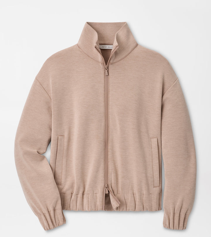 Peter Millar Flora Knit Melange Full-Zip Layer: Camel