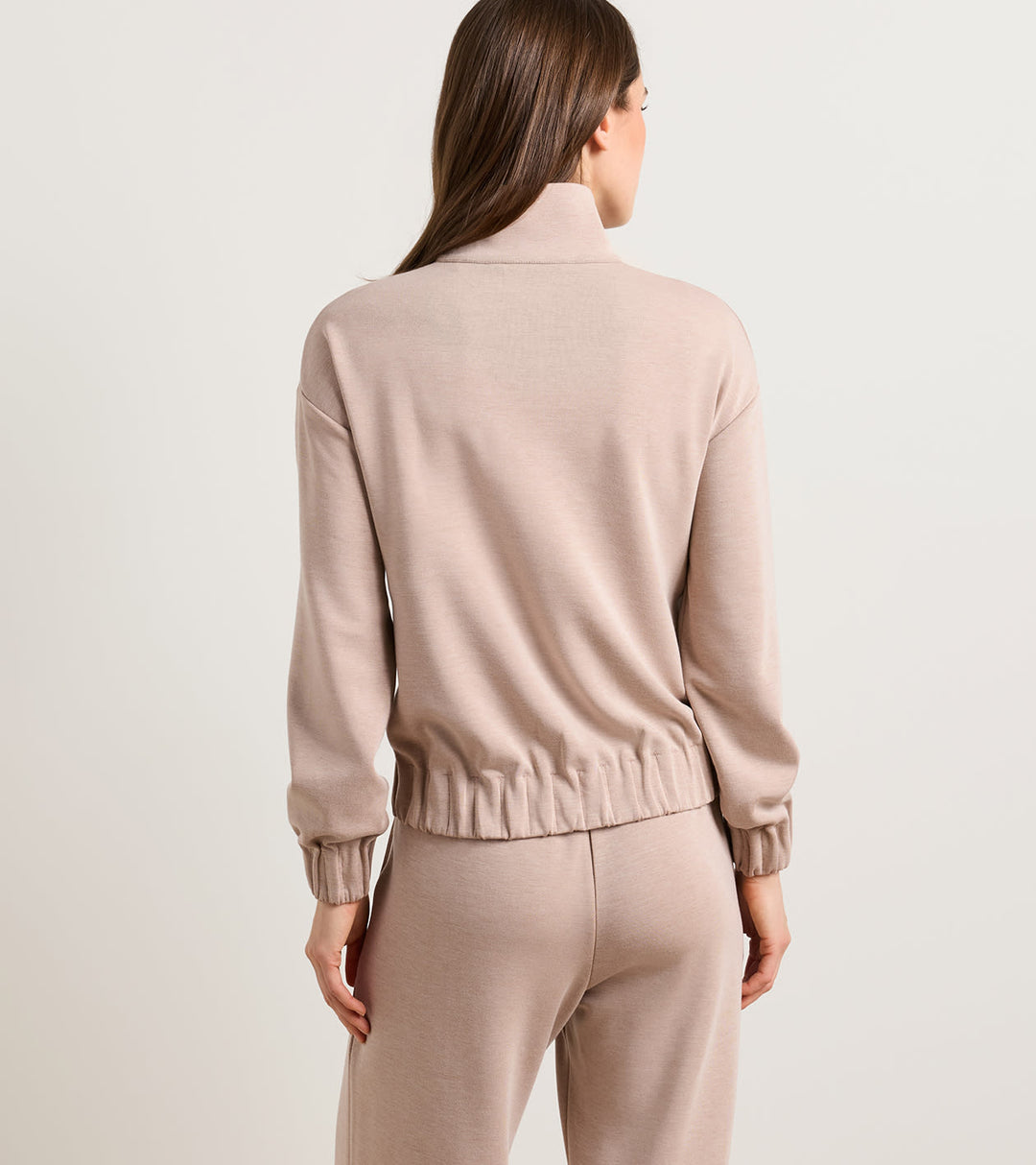 Peter Millar Flora Knit Melange Full-Zip Layer: Camel