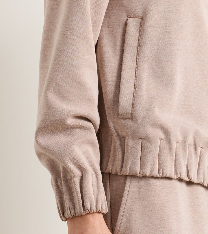 Peter Millar Flora Knit Melange Full-Zip Layer: Camel