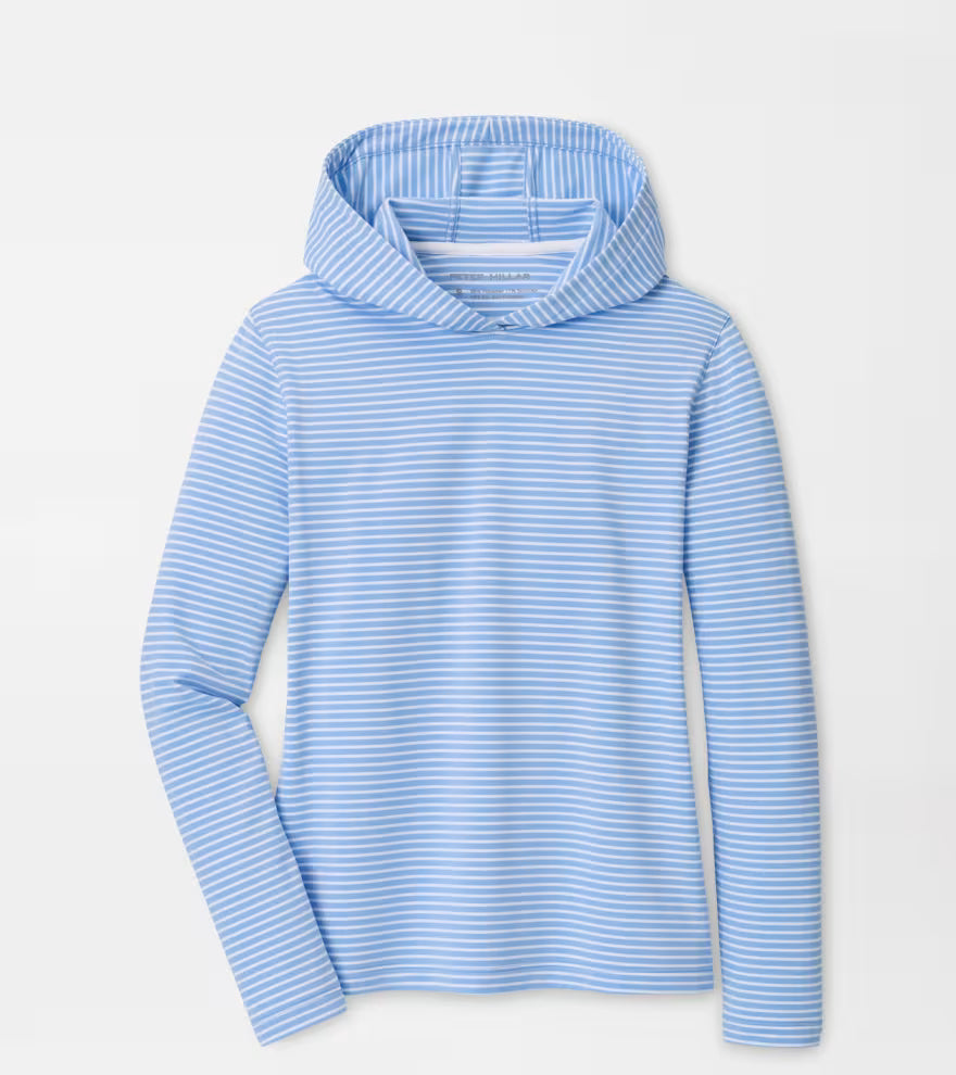 Peter Millar Pine Harbour Stripe Performance Hoodie: Cottage Blue