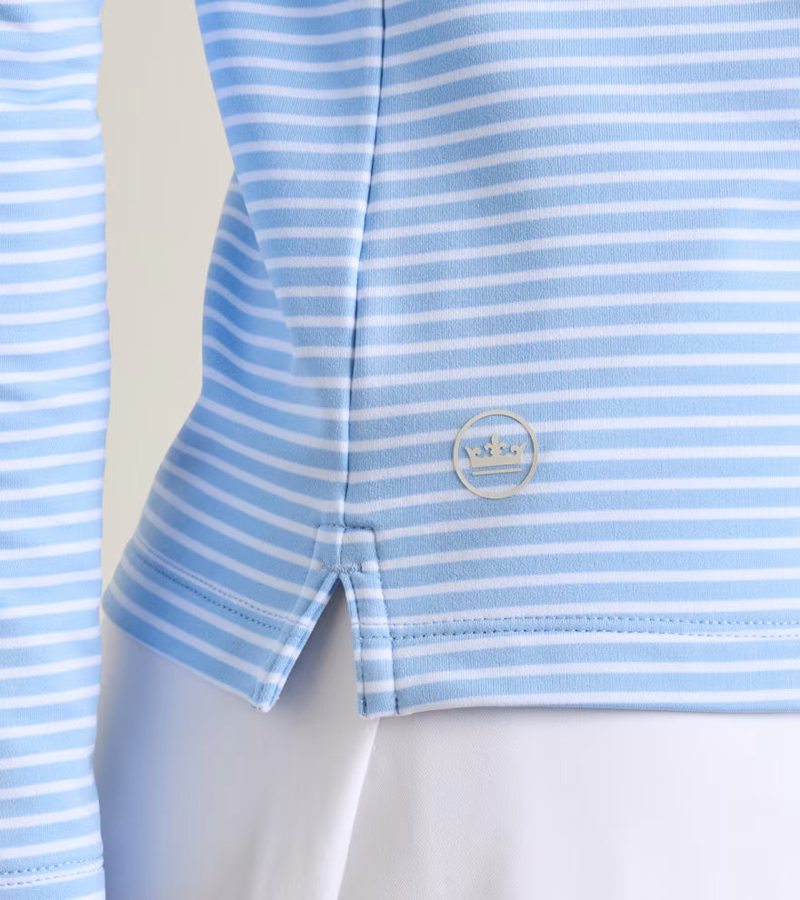 Peter Millar Pine Harbour Stripe Performance Hoodie: Cottage Blue