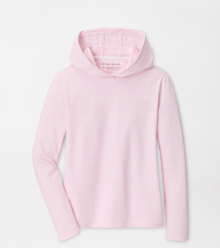 Peter Millar Pine Harbour Stripe Performance Hoodie: Pearl Pink