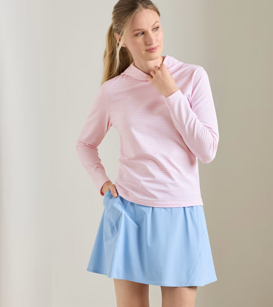 Peter Millar Pine Harbour Stripe Performance Hoodie: Pearl Pink