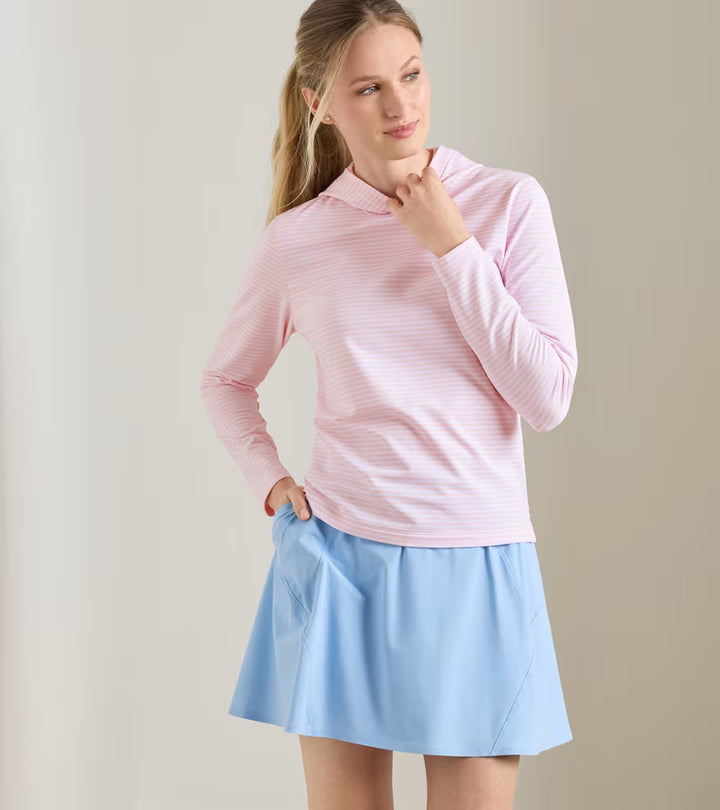 Peter Millar Pine Harbour Stripe Performance Hoodie: Pearl Pink