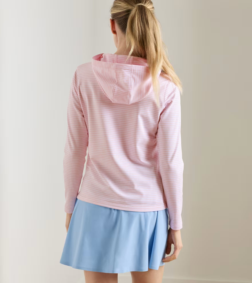 Peter Millar Pine Harbour Stripe Performance Hoodie: Pearl Pink