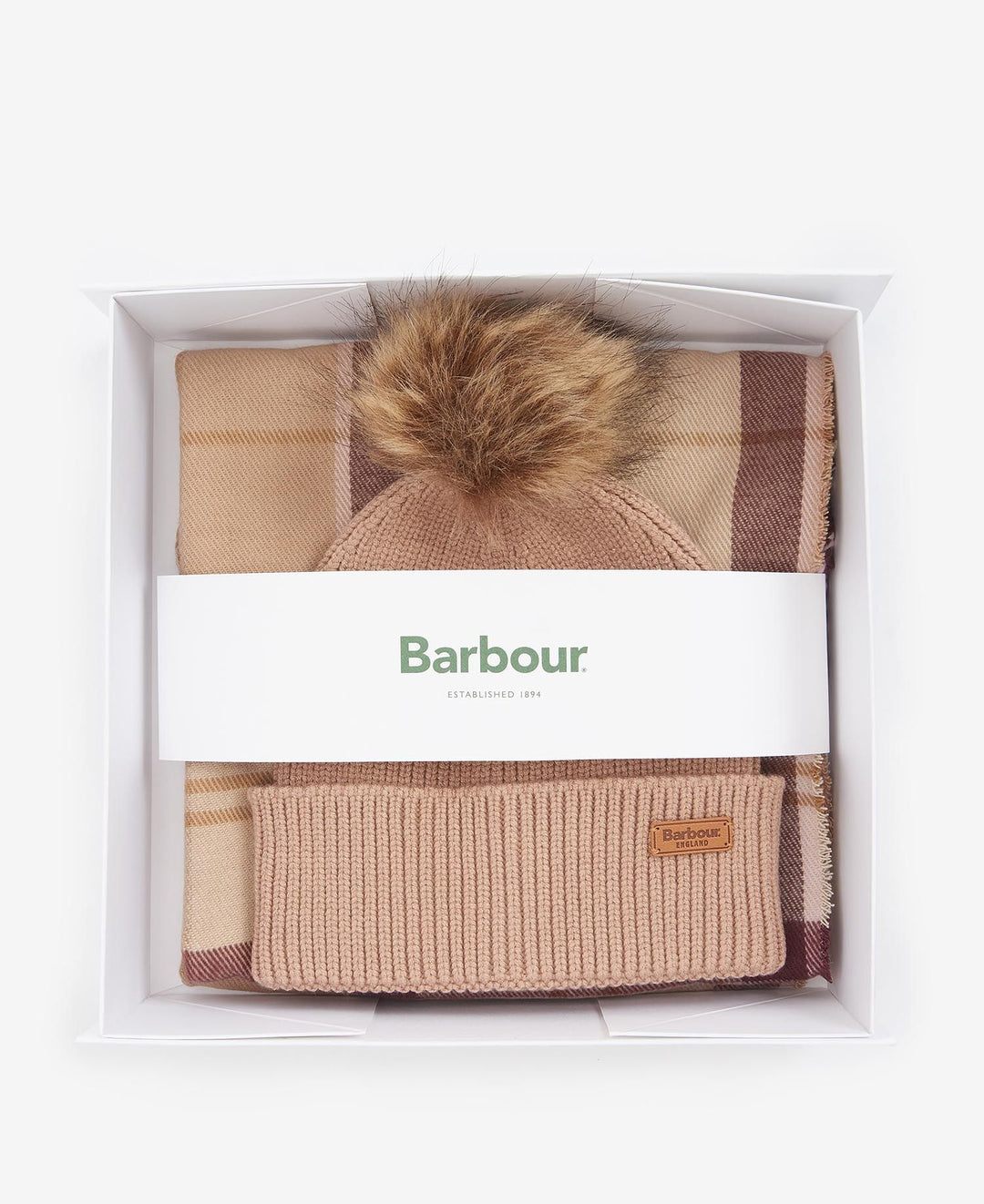 Barbour Dover Beanie & Hailes Scarf Gift Set: Muted Cabernet