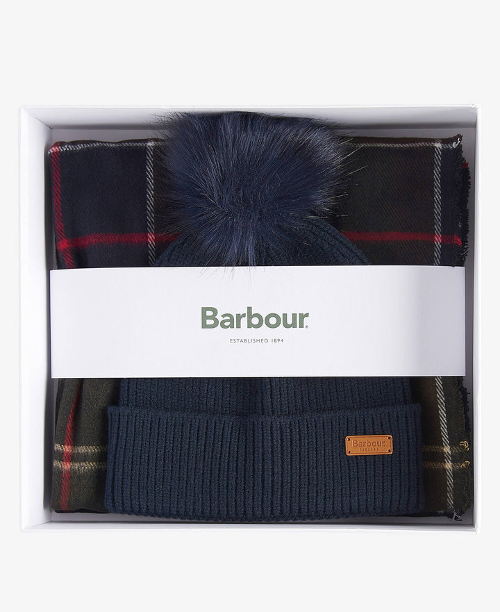 Barbour Dover Beanie & Hailes Scarf Gift Set: Classic
