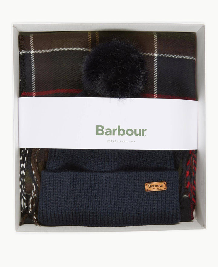 Barbour Dover Beanie & Hailes Scarf Gift Set: Classic