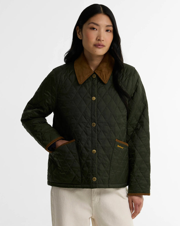 Barbour Icons Cropped Liddesdale Quilted Jacket: Olive/Classic