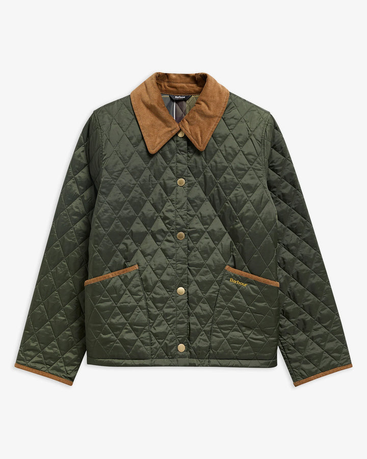 Barbour Icons Cropped Liddesdale Quilted Jacket: Olive/Classic