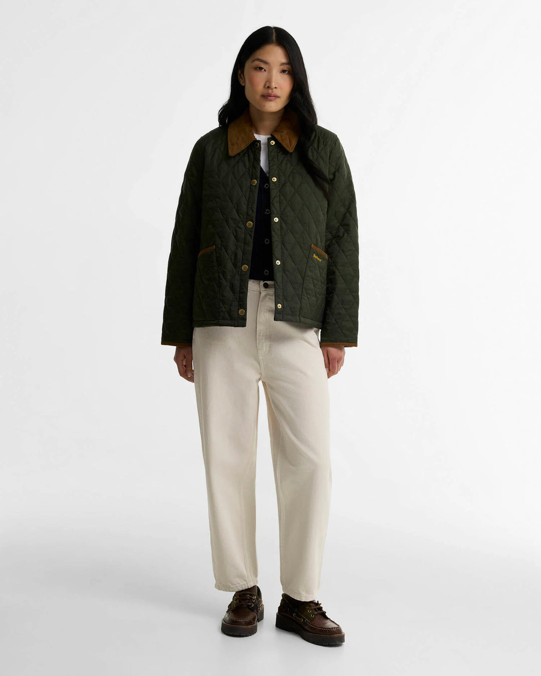 Barbour Icons Cropped Liddesdale Quilted Jacket: Olive/Classic